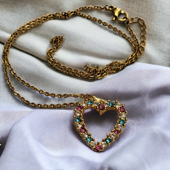 Colorful Heart Jewelry, 18in Gold-Tone Chain, - Picture 7 of 16